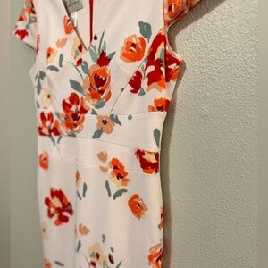 Donna Morgan White Floral Midi Dress